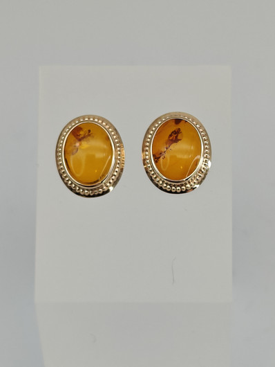Vintage gold set of ring and earrings with Baltic amber