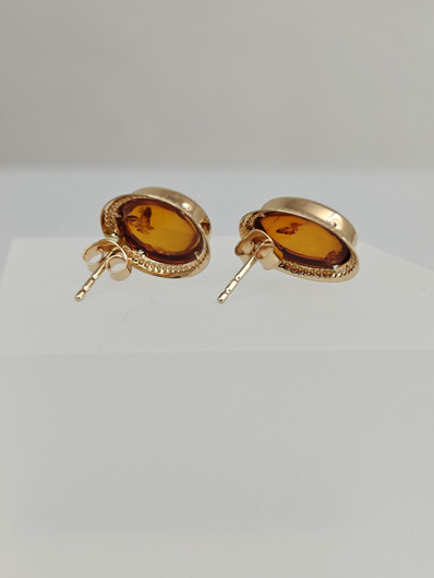 Vintage gold set of ring and earrings with Baltic amber