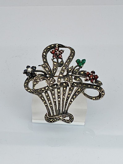 Vintage silver brooch with stones