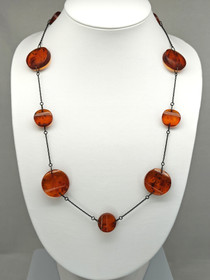 yksilöllinen Vintage Itä-meren Meripihka kaulakoru 74 cm