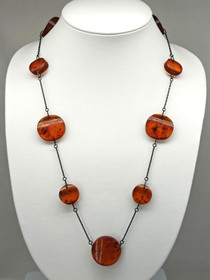 yksilöllinen Vintage Itä-meren Meripihka kaulakoru 74 cm