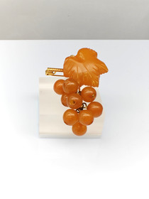 Vintage Baltic amber brooch ,like leaves and berries