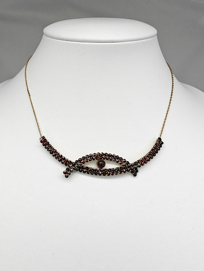 Vintage gold plated silver garnet necklace