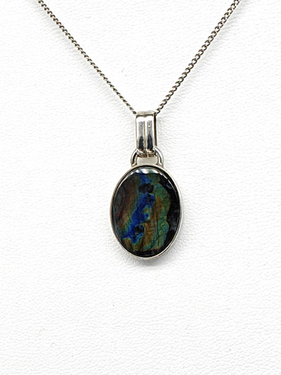 Vintage silver spectrolite necklace
