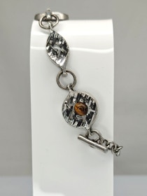 Vintage set of bracelet and necklace with tiger eye