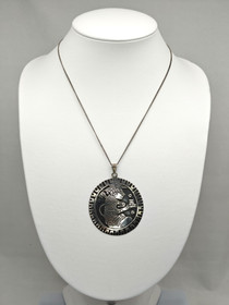 Vintage big silver pendant with chain