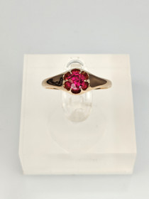 Vintage ruby (synt.) gold ring 