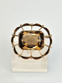 Vintage kultainen savukvartsi rintakoru