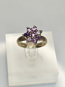 Vintage silver ring with amethyst gemstones (size:17,5mm 55 EU)