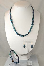 Vintage setti kaulakoru, rannekoru ja korvakorut