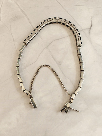 Vintage silver bracelet with sapphires