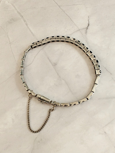 Vintage silver bracelet with sapphires