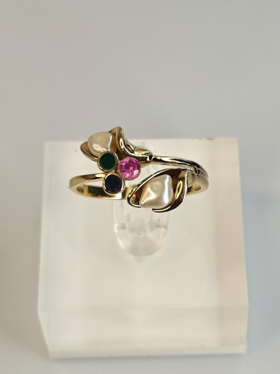 Vintage adjustable silver ring with stones
