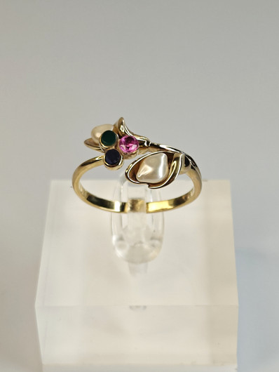Vintage adjustable silver ring with stones