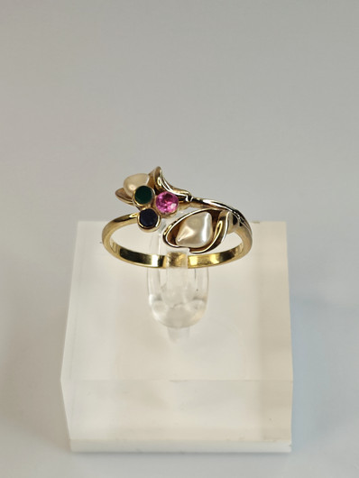 Vintage adjustable silver ring with stones
