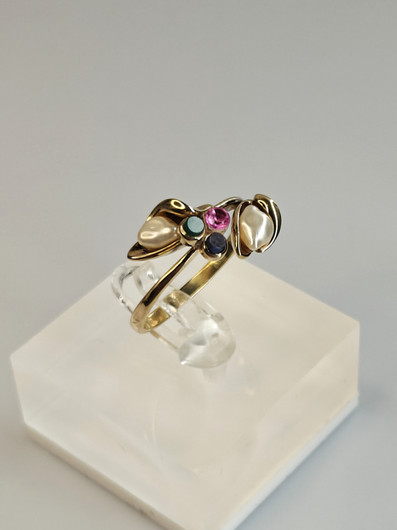 Vintage adjustable silver ring with stones