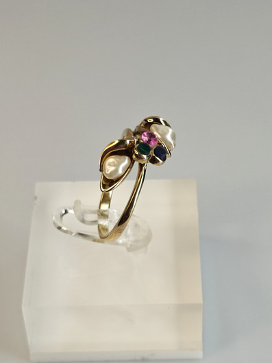 Vintage adjustable silver ring with stones