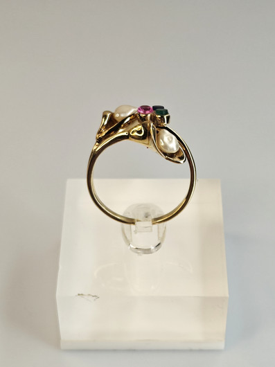 Vintage adjustable silver ring with stones