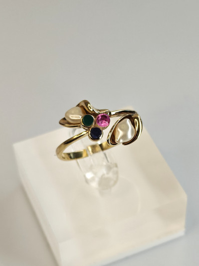 Vintage adjustable silver ring with stones