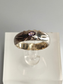 Vintage silver ring with amethyst gemstone (size:16mm 50 EU)