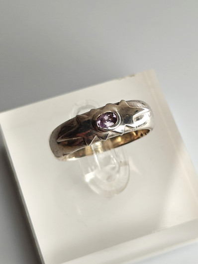 Vintage silver ring with amethyst gemstone (size:17mm 53 EU)