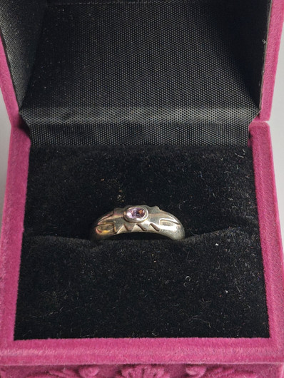 Vintage silver ring with amethyst gemstone (size:17mm 53 EU)