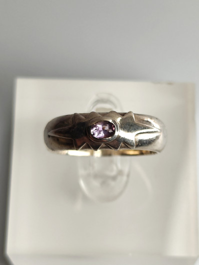 Vintage silver ring with amethyst gemstone (size:17mm 53 EU)
