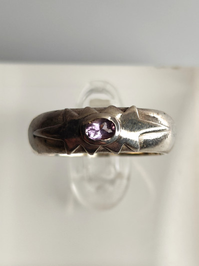Vintage silver ring with amethyst gemstone (size:17mm 53 EU)