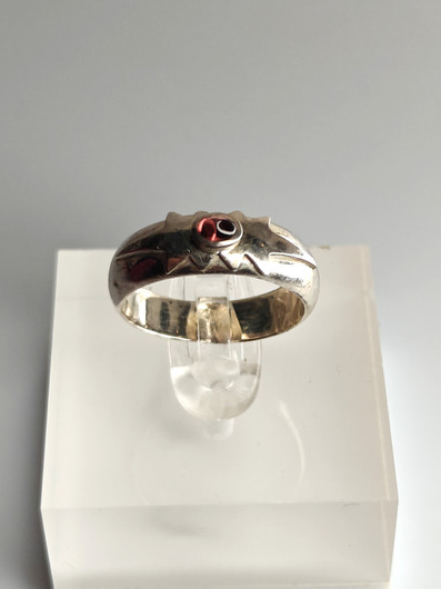 Vintage silver ring with garnet gemstone (size:17mm 53 EU)