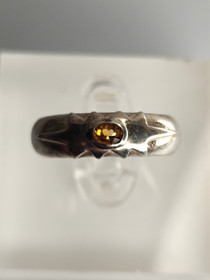 Vintage silver ring with citrine gemstone (size:18mm 56-57 EU)