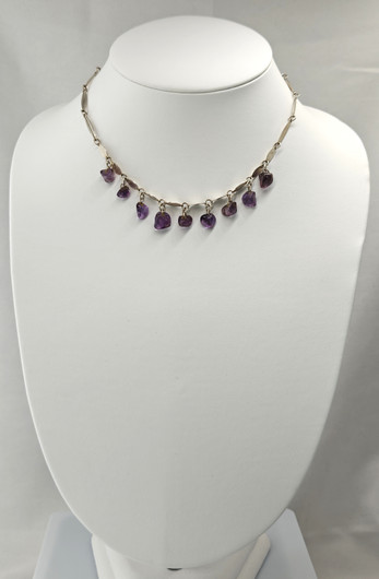Vintage silver necklace with amethyst