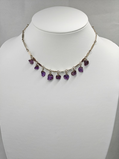 Vintage silver necklace with amethyst