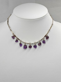 Vintage silver necklace with amethyst