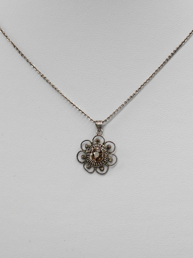 Vintage silver necklace with stone
