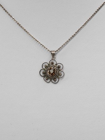 Vintage silver necklace with stone