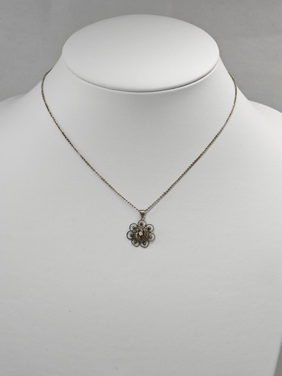 Vintage silver necklace with stone