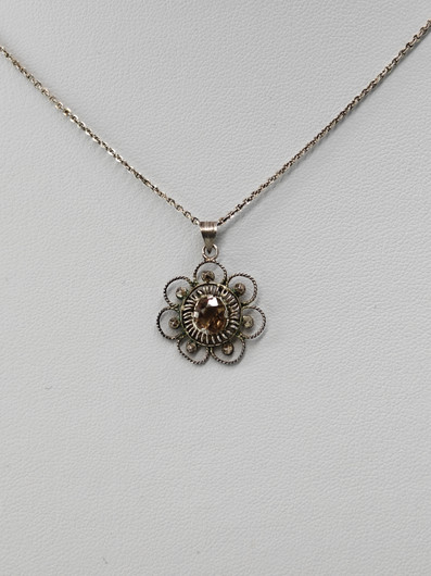 Vintage silver necklace with stone