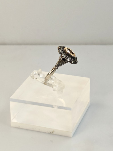 Vintage silver set of ring and earrings with garnet