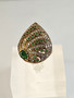 Vintage silver set of ring and earrings with emerald
