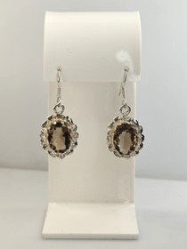 Vintage hopeiset korvakorut korukivellä