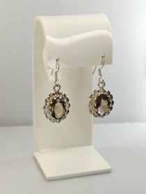 Vintage hopeiset korvakorut korukivellä