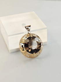 Vintage kultainen riipus savukvartsilla