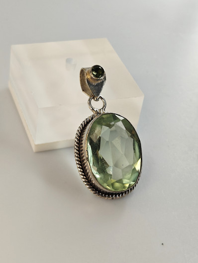 Vintage silver pendant with stone