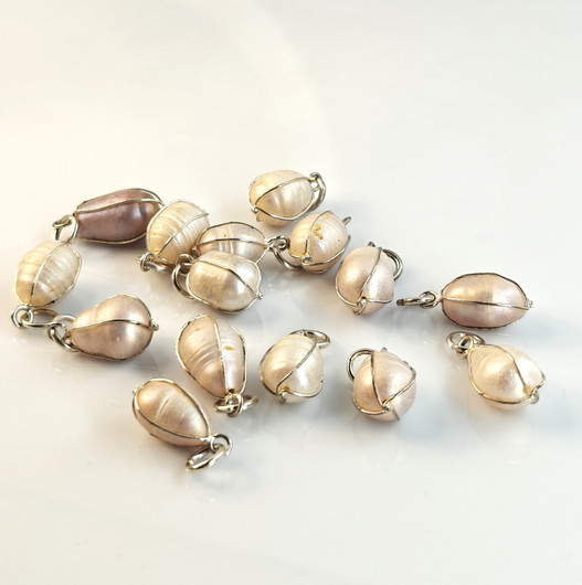 Vintage silver colored sea pearl pendant