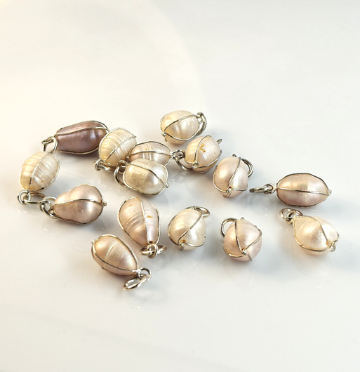 Vintage silver colored sea pearl pendant