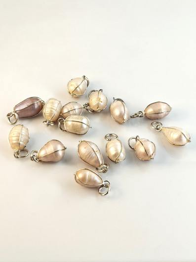 Vintage silver colored sea pearl pendant