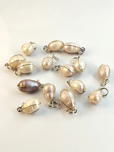 Vintage silver colored sea pearl pendant
