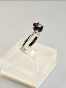 individual silver ring with real Amethyst