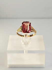 Vintage synt. sapphire gold ring  