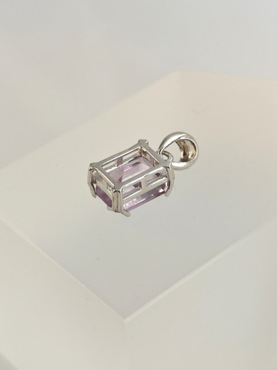 individual silver pendant with real Amethyst